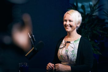 Kristiina Tiilas from Outokumpu at the Vincit vodcast studio