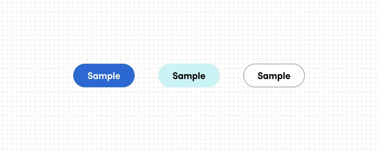 fig-2-1Three buttons, from left to right: a solid blue color, labeled "Primary.", a light teal color, labeled "Secondary." and a white with a thin black outline, labeled "Tertiary."