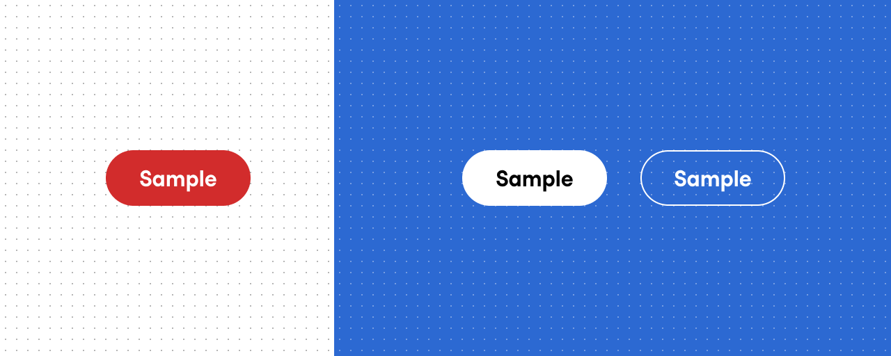 On the left side, on a white background, is a solid red button labeled "Danger." On the right side, on a solid blue background, are two buttons: a solid white button, and a button with a white outline.