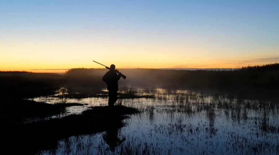 Person huntin at a swamp