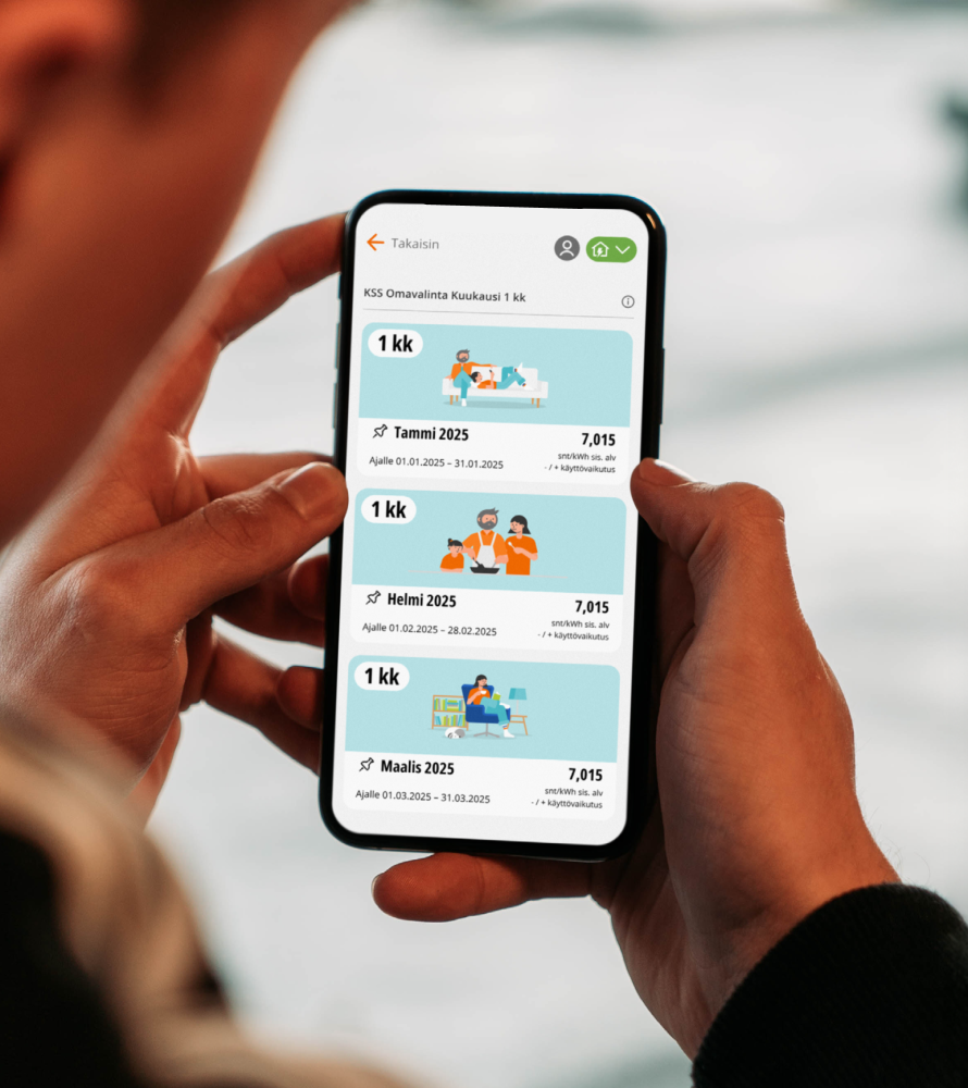 KSS energia mobile app monthly view