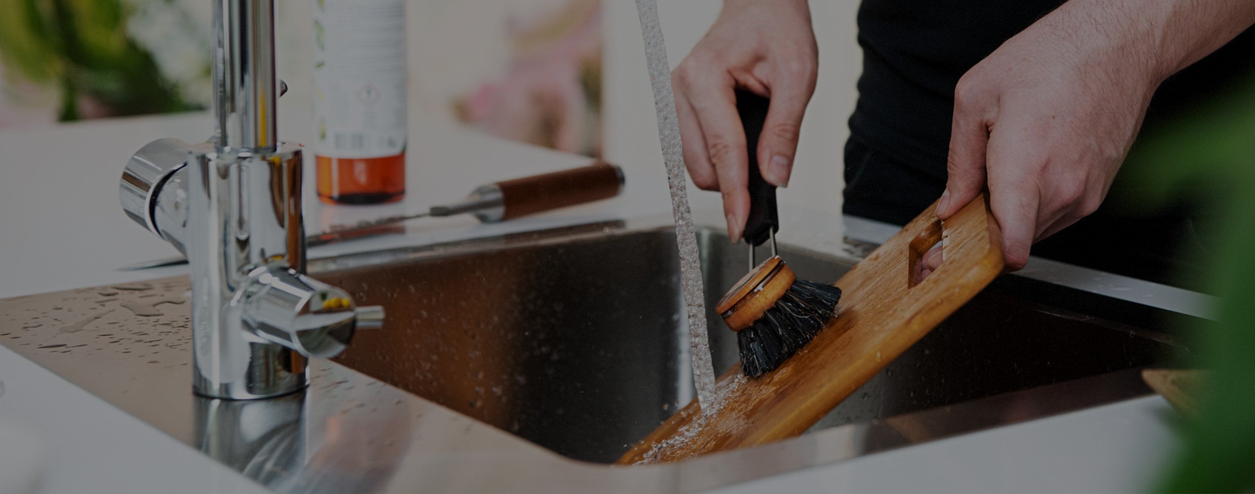 Person washing dishes