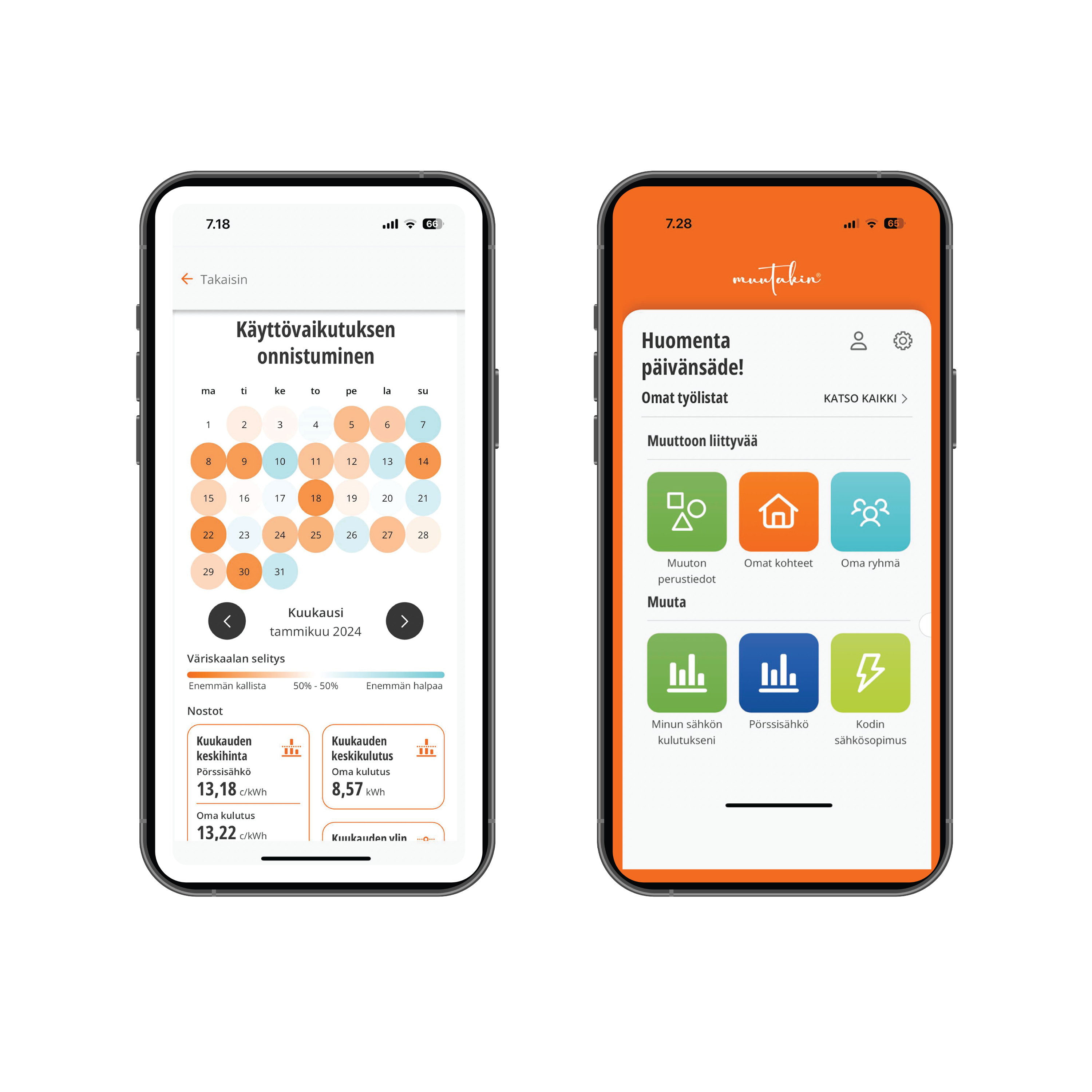 KSS Energia muutakin app UI view