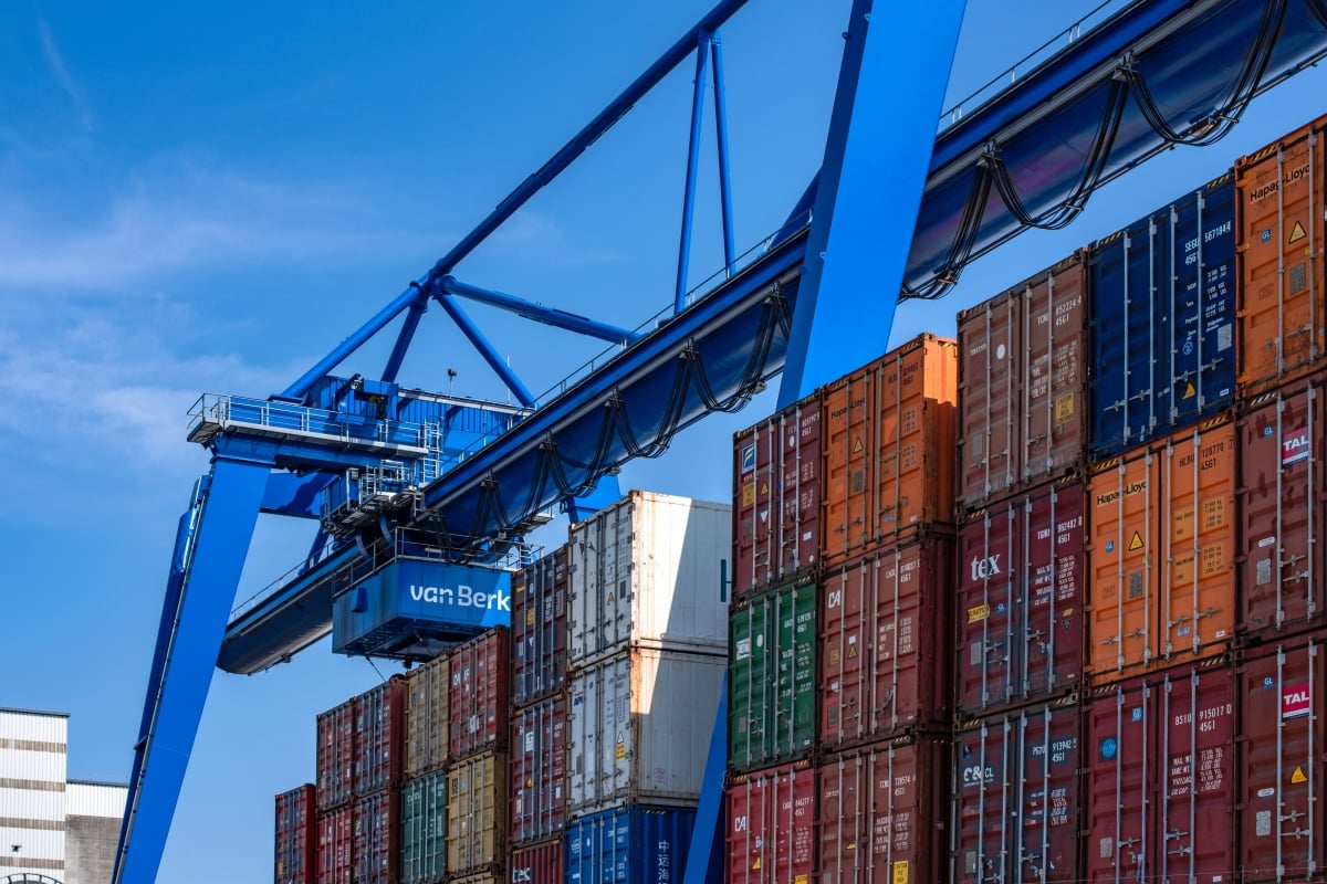 Containers in shipyard