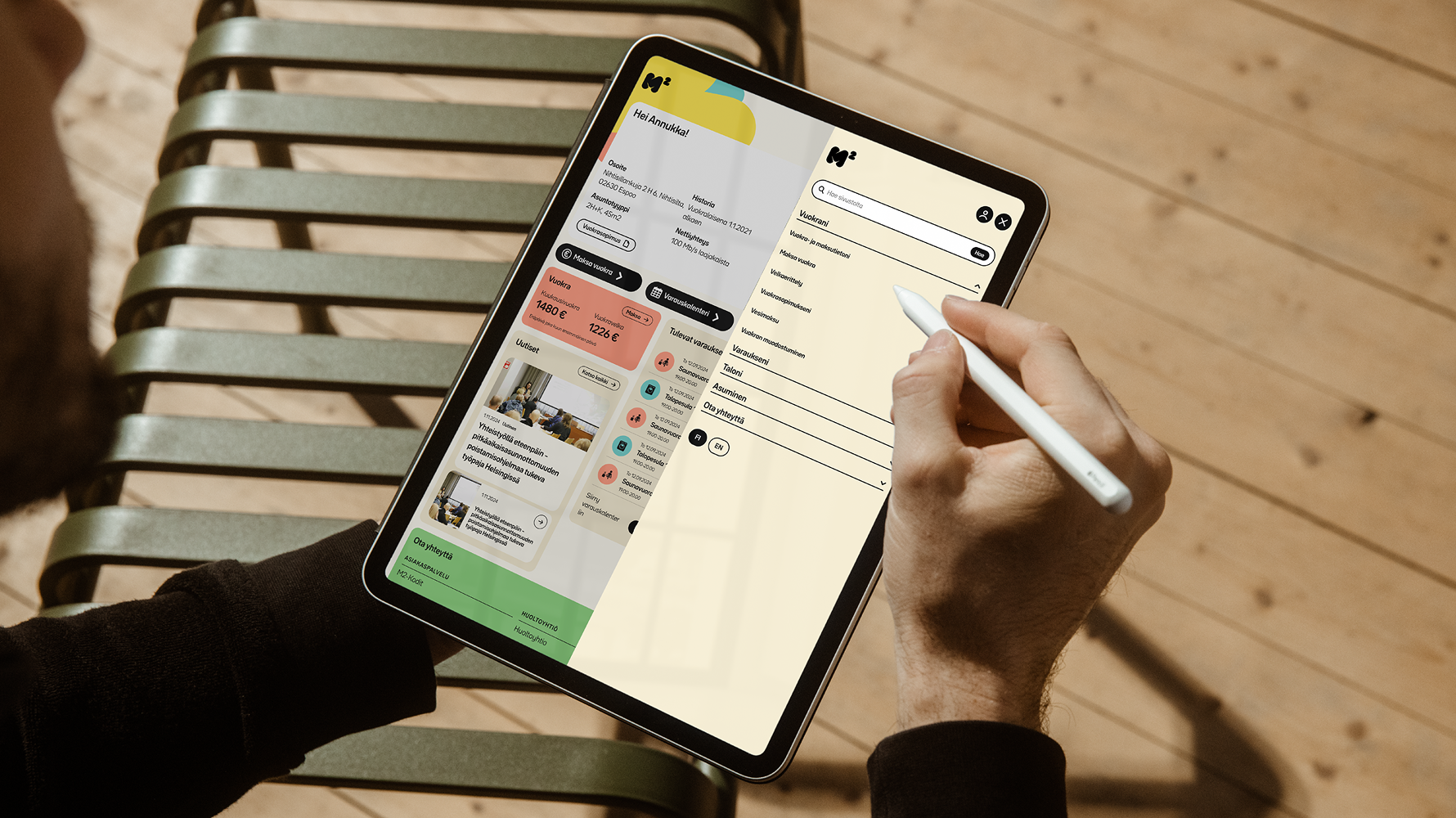 OmaM2 portal on an iPad