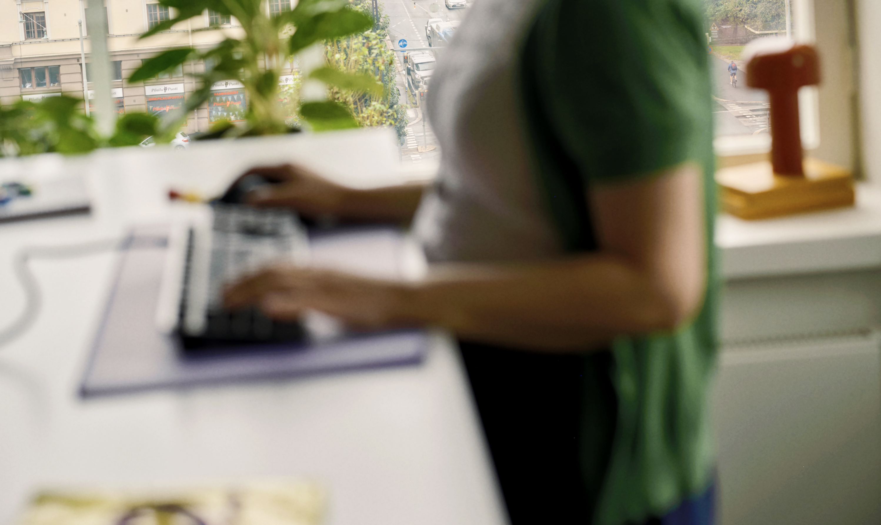 Person typing on laptop