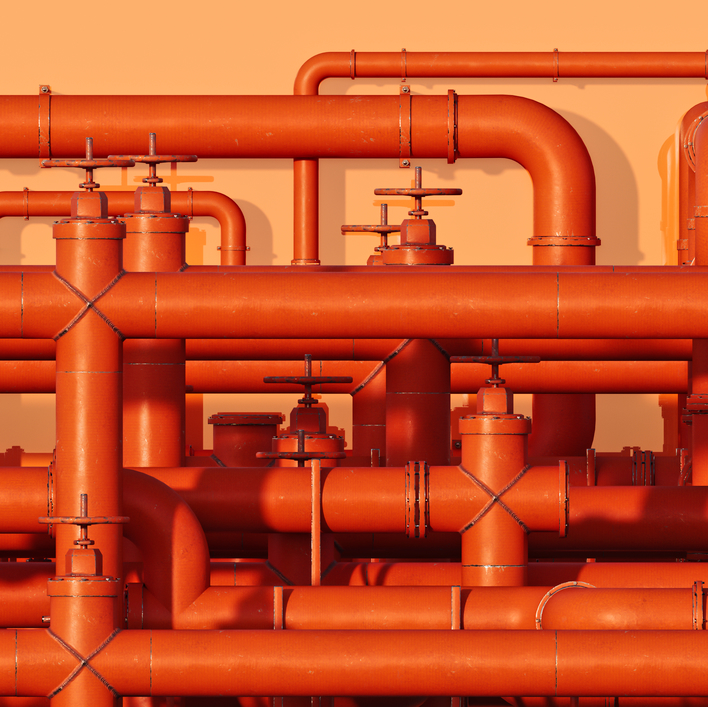 Orange industrial pipes