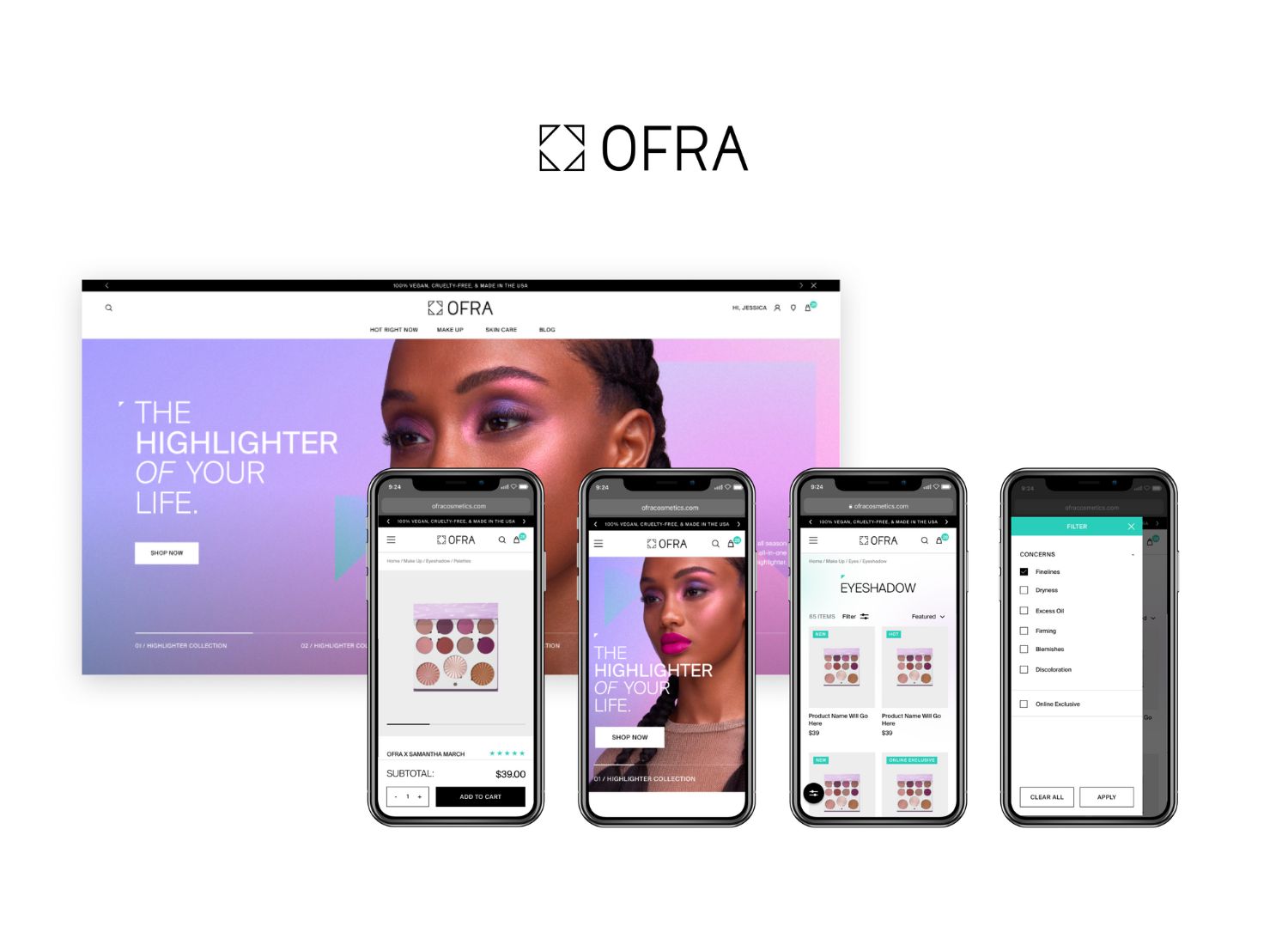 OFRA cosmetics website