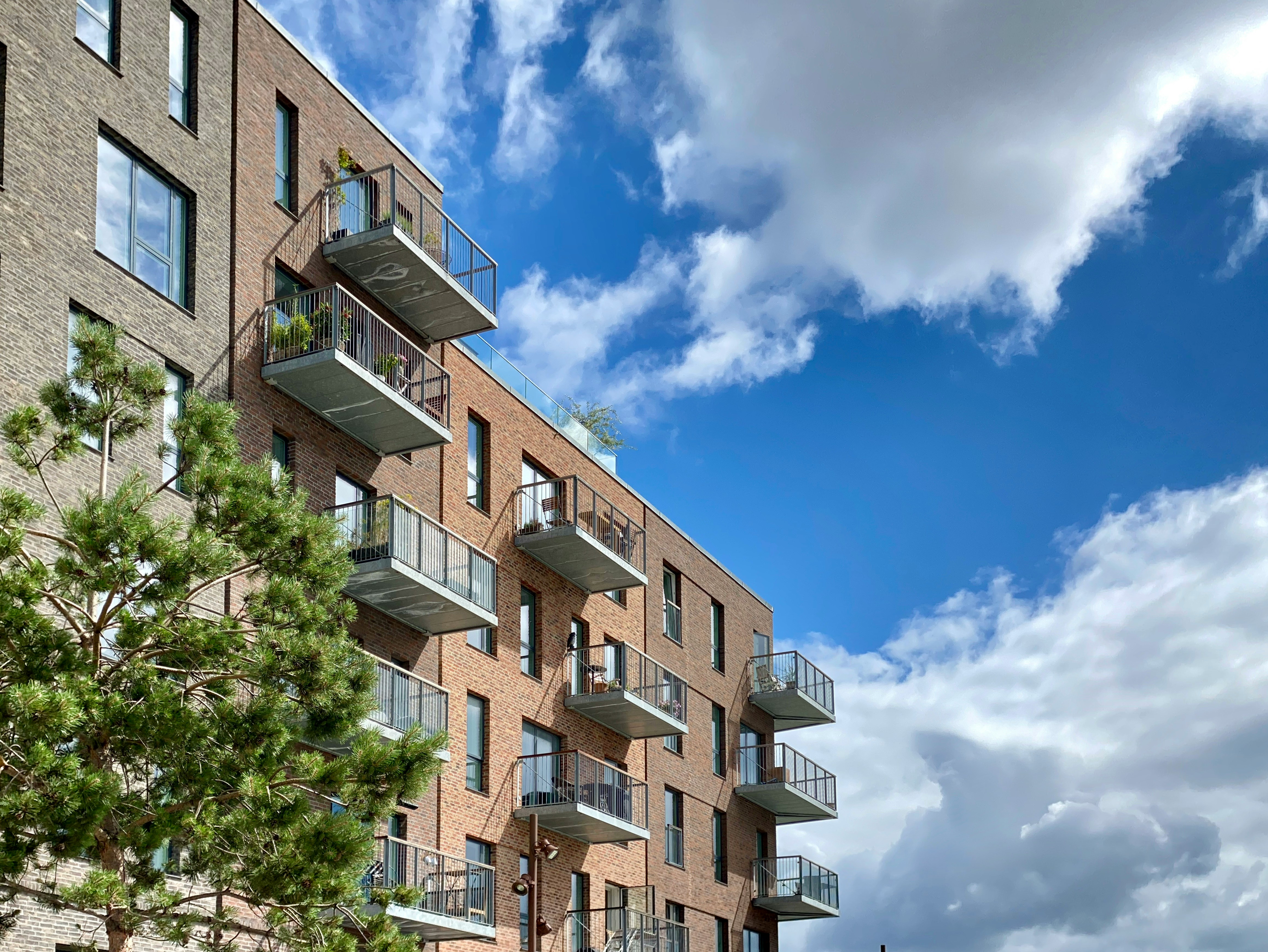 Brown brick apartment building