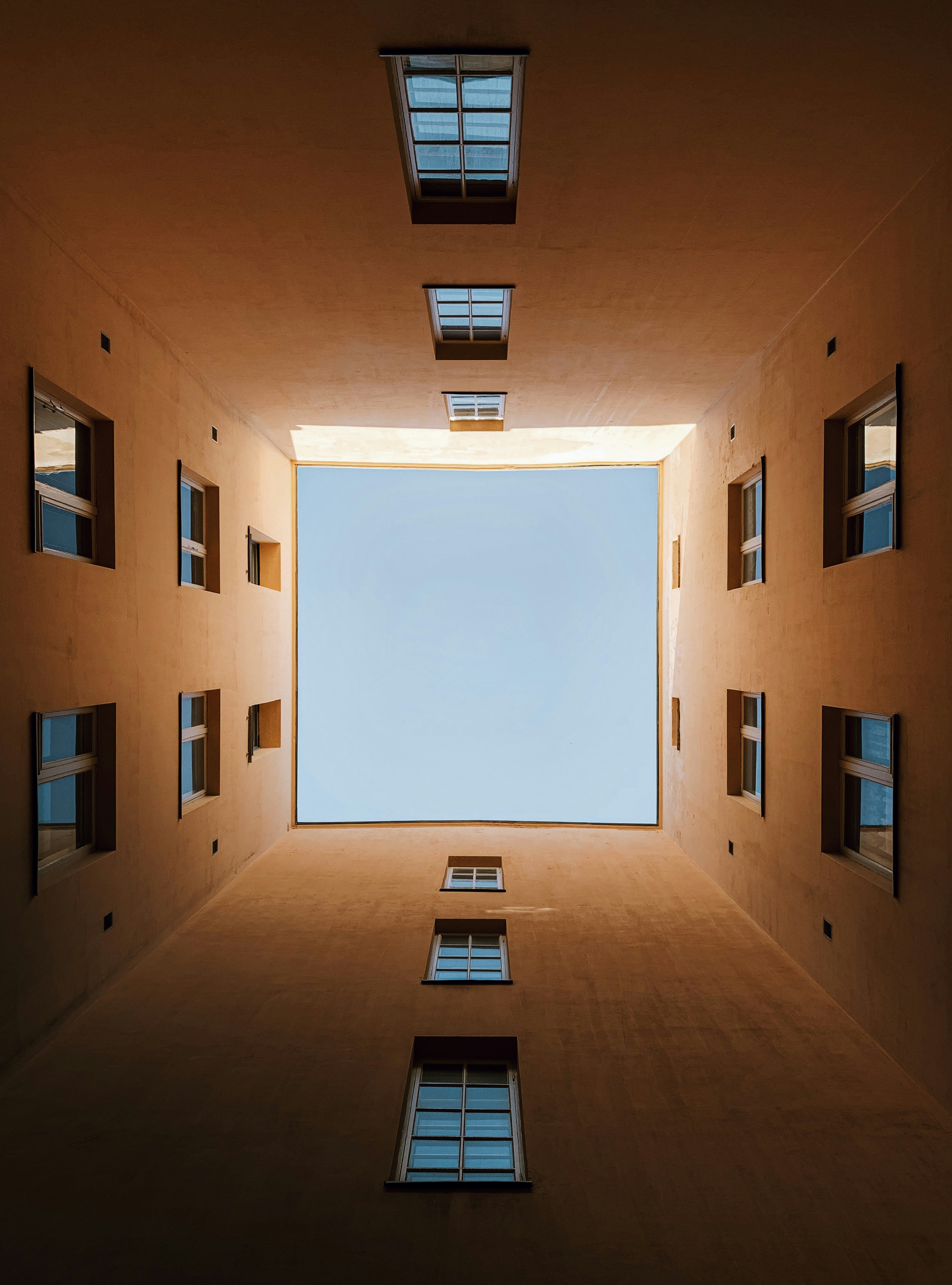 Courtyard of a yellow apartment building