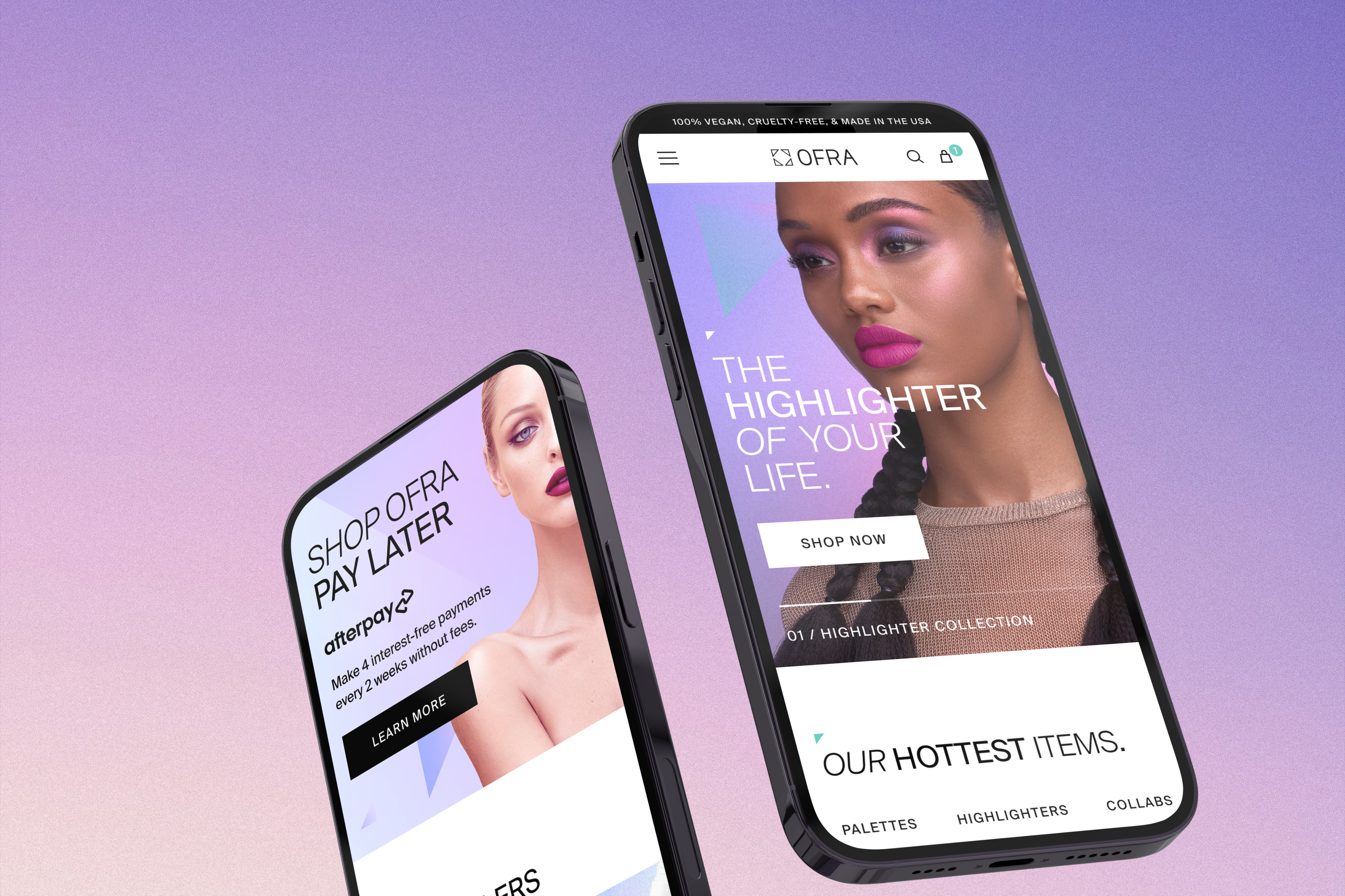 OFRA cosmetics mobile ui
